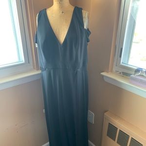 Evening gown with mesh illusion cut outs